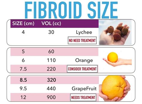 Subserosal myomas less than 7 cm in size and intramural myomas less than 4-5 cm in diameter that do not encroach upon the. . Uterine fibroid size chart in cm